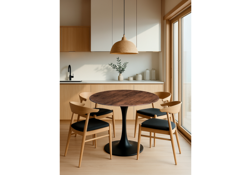 Стол деревянный Тулип 90х73 орех кантри / черный (90x73)