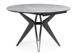 Стол стеклянный Рикла 120(160) белый мрамор / черный (120x76)